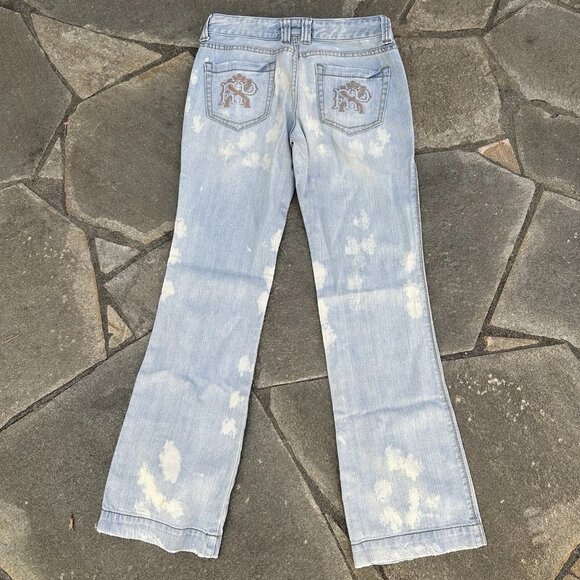 Express Stella Bootcut Jeans Size 4 Bleached Distressed Y2K Grunge Denim - Picture 6 of 14